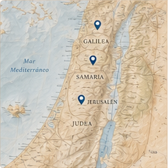 Mapa bíblico de Galilea, Samaria, Jerusalén y Judea